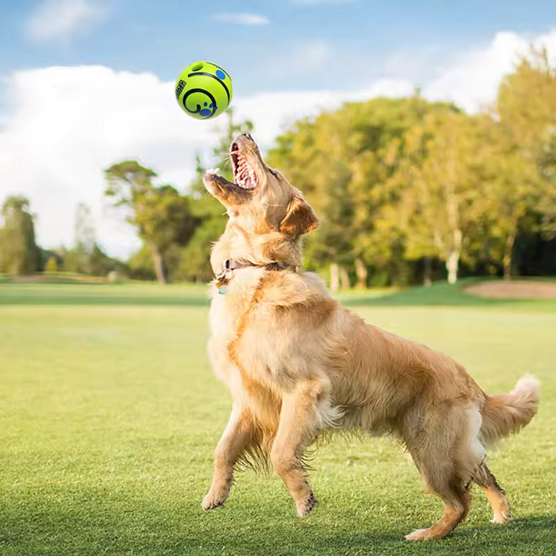 Wobble Wag Giggle Ball for Dogs - 10cm Spiky Chew Toy with Giggle Sound, Interactive Squeaky Teeth Cleaning Ball for Small Dogs