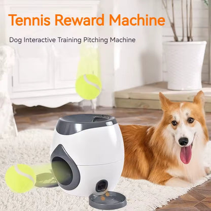 Interactive Dog Ball Launcher with Food Reward – Automatic Tennis Ball Thrower Machine for Small Medium Dogs