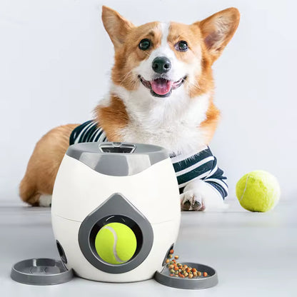 Interactive Dog Ball Launcher with Food Reward – Automatic Tennis Ball Thrower Machine for Small Medium Dogs