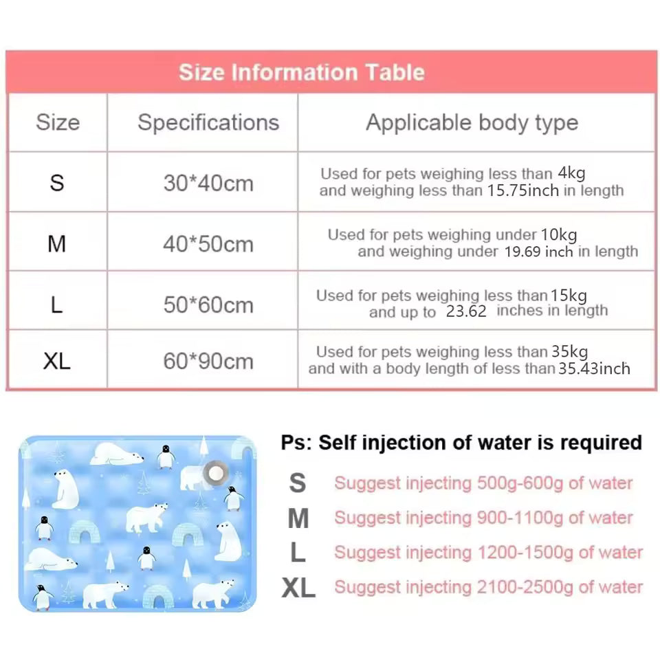 Floor Mat Cool Pet Cooling Mat Ice Gel Self Added Water Dog Cold Bed Mat Portable Durable Pet Ice Cushion For Small Big Dogs