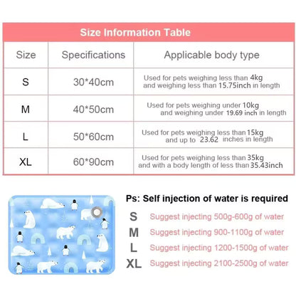 Floor Mat Cool Pet Cooling Mat Ice Gel Self Added Water Dog Cold Bed Mat Portable Durable Pet Ice Cushion For Small Big Dogs