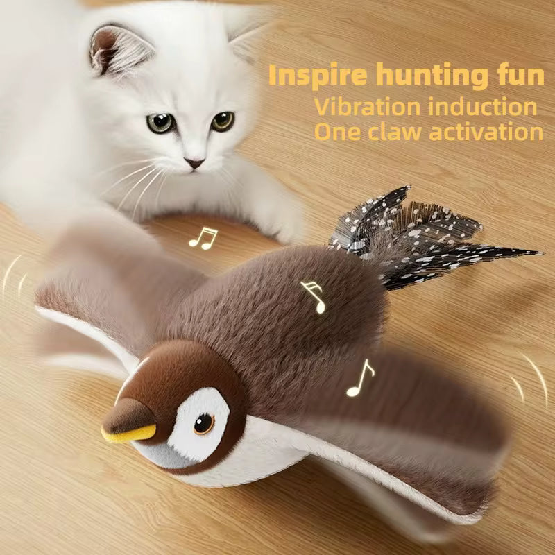 2025 New Electric Bird Cat Toy, Touch-Activated Interactive Chirping & Flapping Wings, Hanging Kitten Play Toy for Indoor Cats