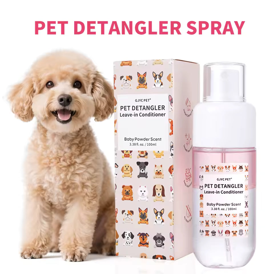 Pet Hair Detangling Spray Baby Powder Scent Oil-Water Dual-Layer Alcohol-Free Smooths Fur For Dogs Cats