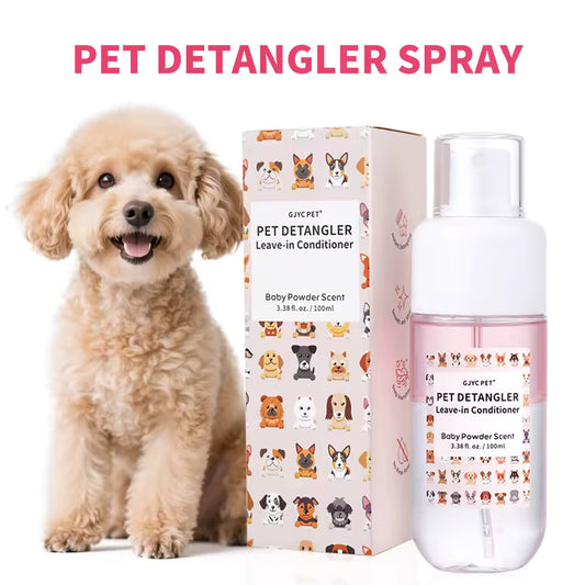 Pet Hair Detangling Spray Baby Powder Scent Oil-Water Dual-Layer Alcohol-Free Smooths Fur For Dogs Cats