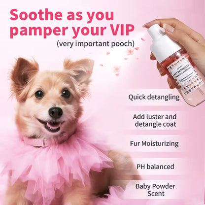 Pet Hair Detangling Spray Baby Powder Scent Oil-Water Dual-Layer Alcohol-Free Smooths Fur For Dogs Cats