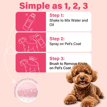 Pet Hair Detangling Spray Baby Powder Scent Oil-Water Dual-Layer Alcohol-Free Smooths Fur For Dogs Cats