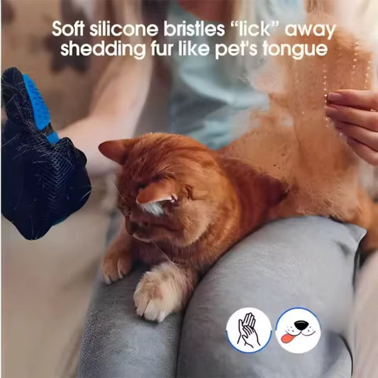 Pet Grooming Gloves - Silicone Deshedding & Massage for Cats & Dogs