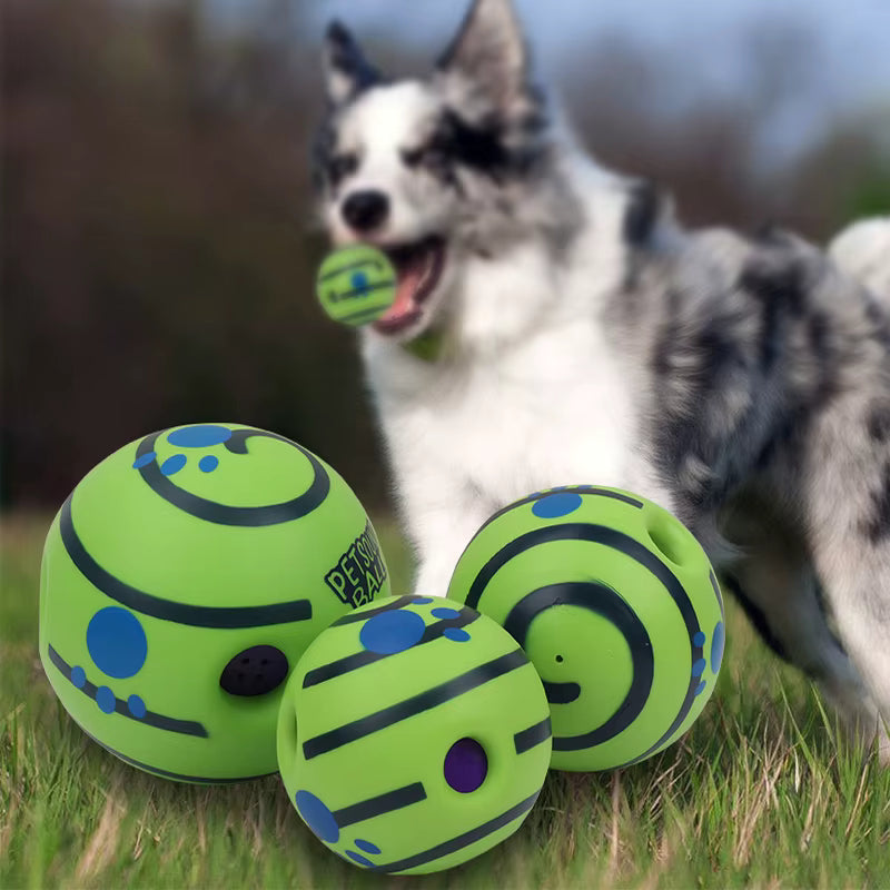 Wobble Wag Giggle Ball for Dogs - 10cm Spiky Chew Toy with Giggle Sound, Interactive Squeaky Teeth Cleaning Ball for Small Dogs