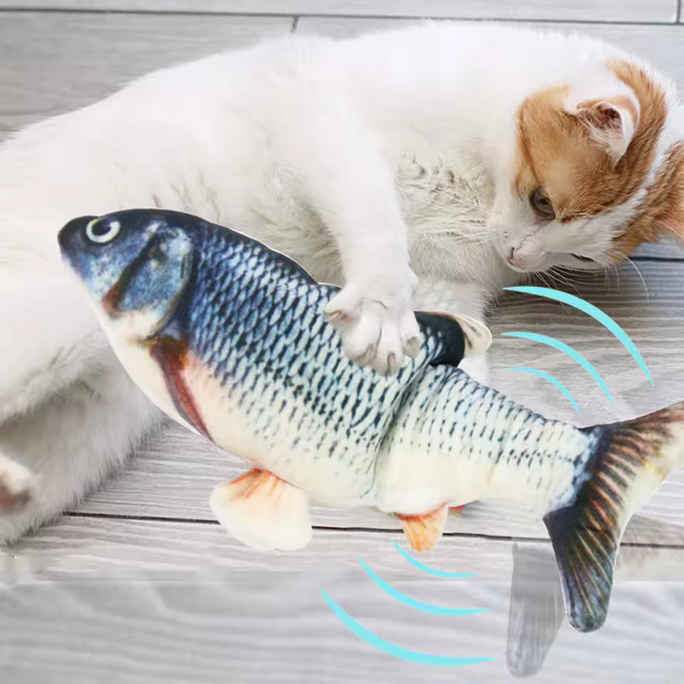 New Portable Electric Moving Cat Fish Toy Interactive Flopping Self-Moving Fish Toy USB Charging for Cats/Puppy/Small Dogs