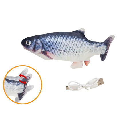 New Portable Electric Moving Cat Fish Toy Interactive Flopping Self-Moving Fish Toy USB Charging for Cats/Puppy/Small Dogs