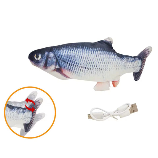 New Portable Electric Moving Cat Fish Toy Interactive Flopping Self-Moving Fish Toy USB Charging for Cats/Puppy/Small Dogs